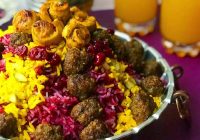 آلبالو پلو با گوشت قلقلی