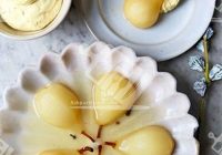دسر گلابی با کرم زعفرانی
