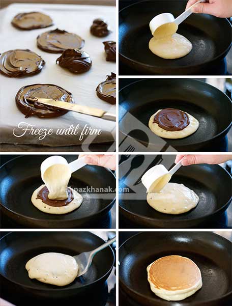 پنکیک با مغز شکلات-آشپزخانک-آموزش تصویری