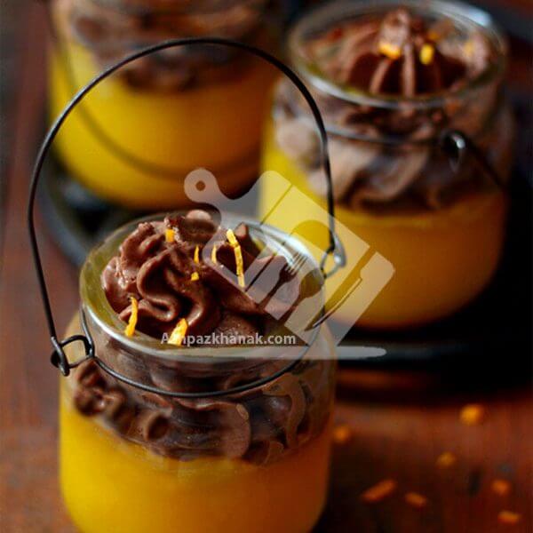 ژله پرتقال با موس شیر شکلاتی